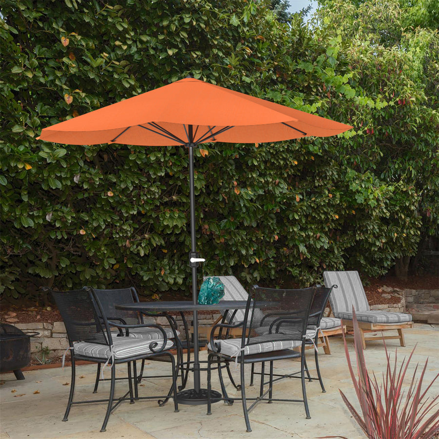 Pure Garden Patio Umbrella 9ft Easy Crank Terracotta Outdoor Shade Steel Ribs Image 1