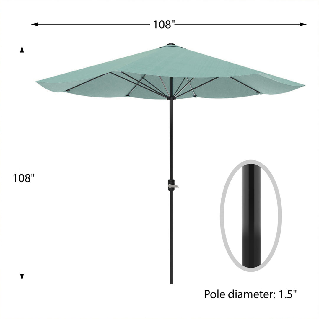 Pure Garden 9ft Patio Umbrella Dusty Green Outdoor Shade Easy Crank Aluminum Pole Image 2