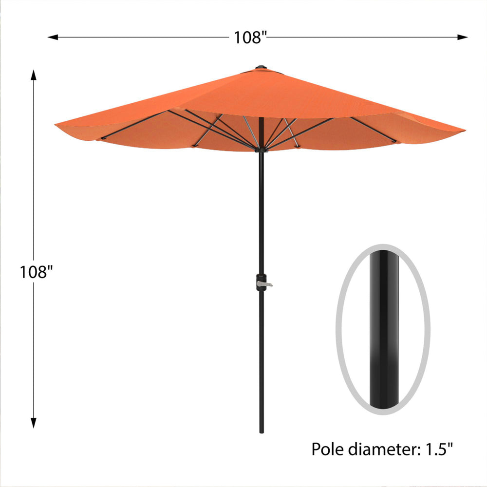 Pure Garden Patio Umbrella 9ft Easy Crank Terracotta Outdoor Shade Steel Ribs Image 2