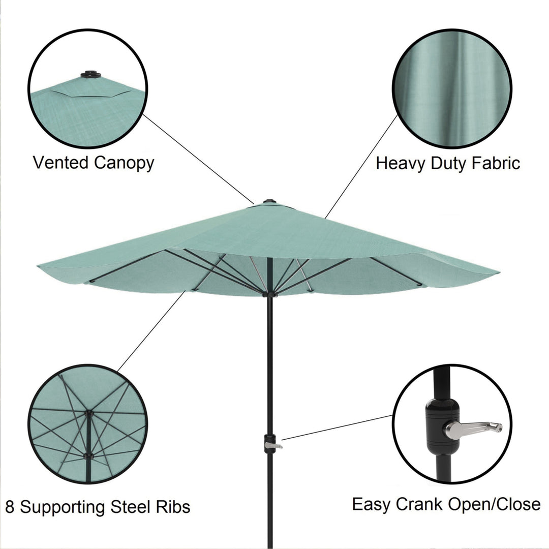 Pure Garden 9ft Patio Umbrella Dusty Green Outdoor Shade Easy Crank Aluminum Pole Image 3