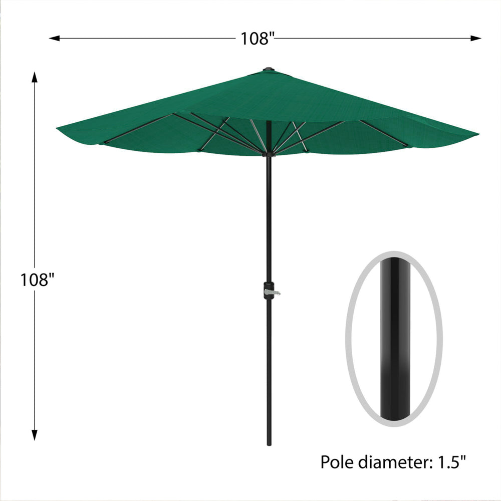 Patio Umbrella Outdoor Shade with Easy Crank- Table Umbrella for Deck Poolside Hunter Green Image 2