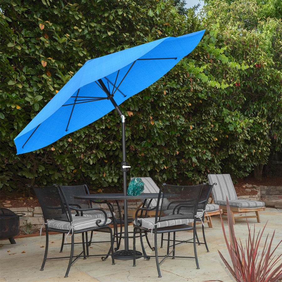 Pure Garden Blue Patio Umbrella 9ft Auto Tilt Easy Crank Aluminum Shade Image 1