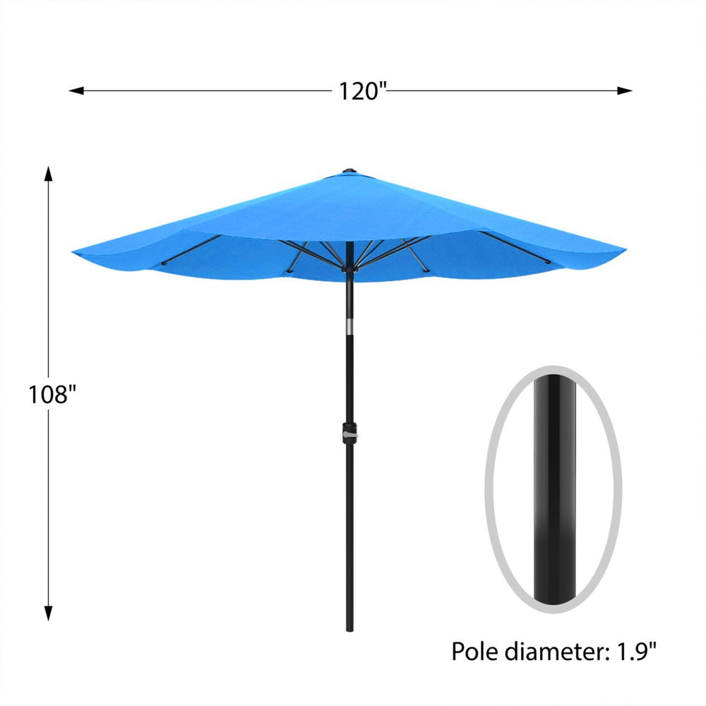 Pure Garden Blue Patio Umbrella 9ft Auto Tilt Easy Crank Aluminum Shade Image 2