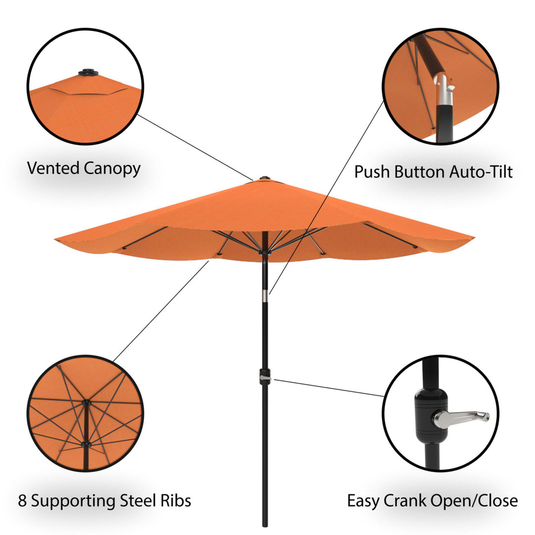Patio Umbrella with Auto Tilt- Easy Crank Outdoor Table Umbrella Shade 10 Ft Terracotta Image 3