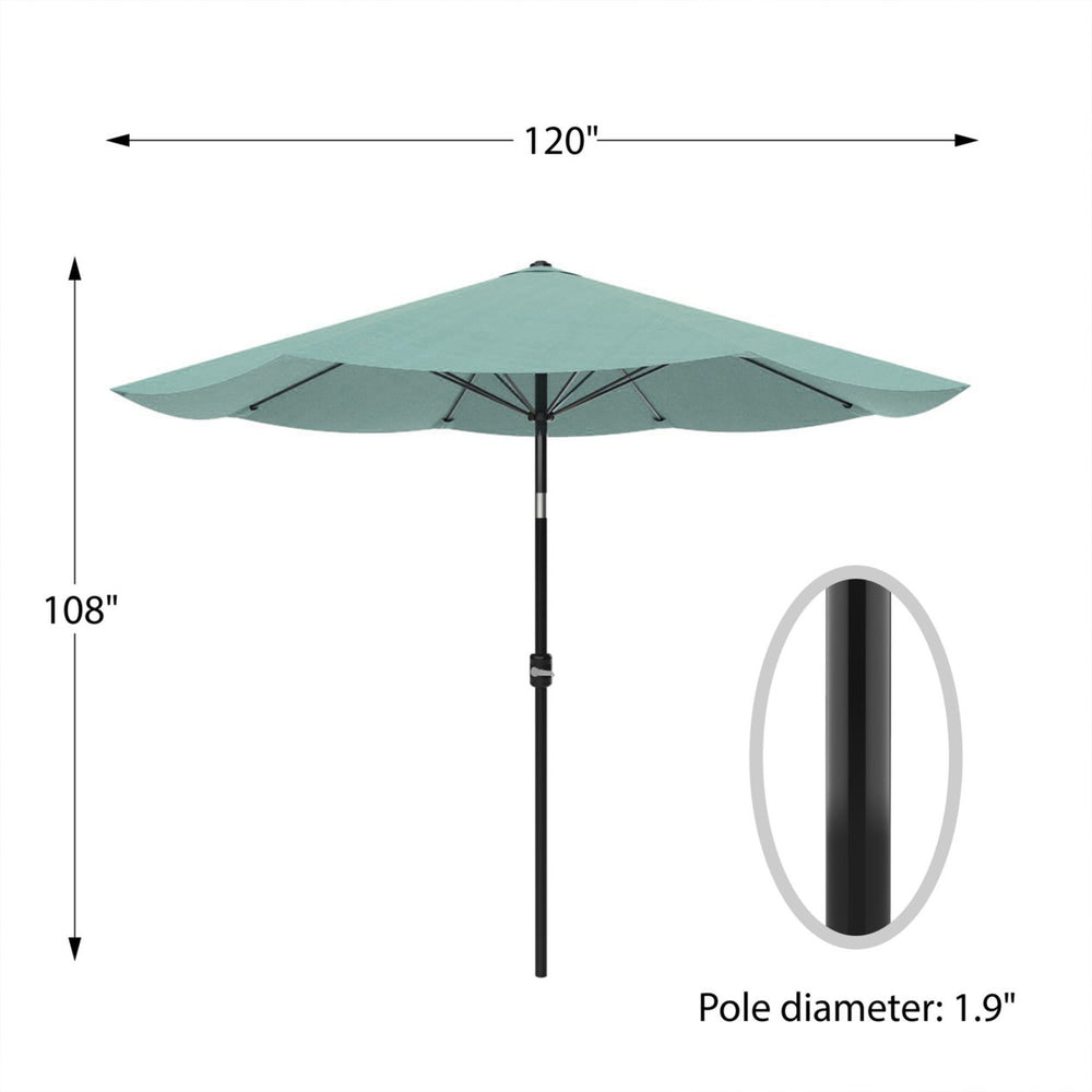 Pure Garden 10ft Patio Umbrella Dusty Green Auto Tilt Easy Crank Outdoor Shade Image 2