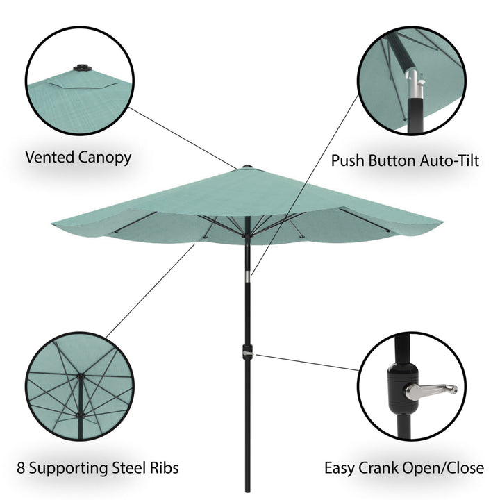 Pure Garden 10ft Patio Umbrella Dusty Green Auto Tilt Easy Crank Outdoor Shade Image 3