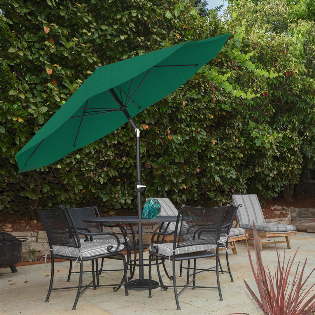 Patio Umbrella with Auto Tilt- Easy Crank Outdoor Table Umbrella Shade 10 Ft Hunter Green Image 1