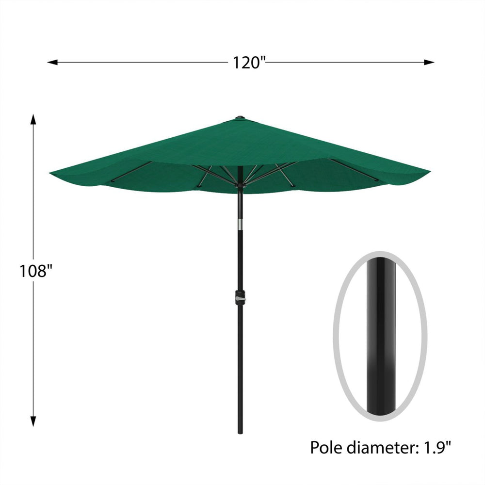 Patio Umbrella with Auto Tilt- Easy Crank Outdoor Table Umbrella Shade 10 Ft Hunter Green Image 2