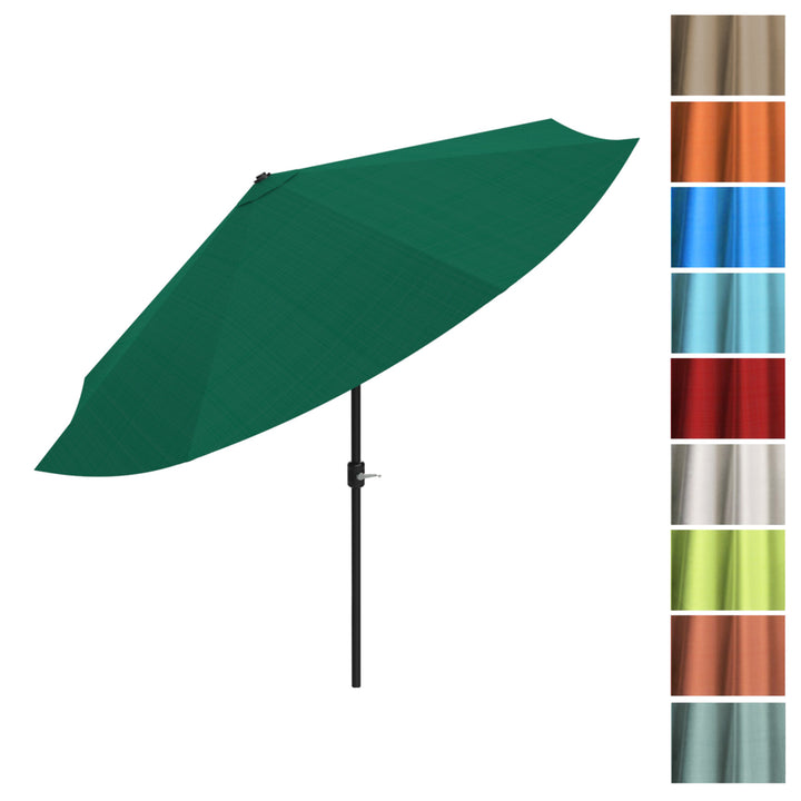 Patio Umbrella with Auto Tilt- Easy Crank Outdoor Table Umbrella Shade 10 Ft Hunter Green Image 6