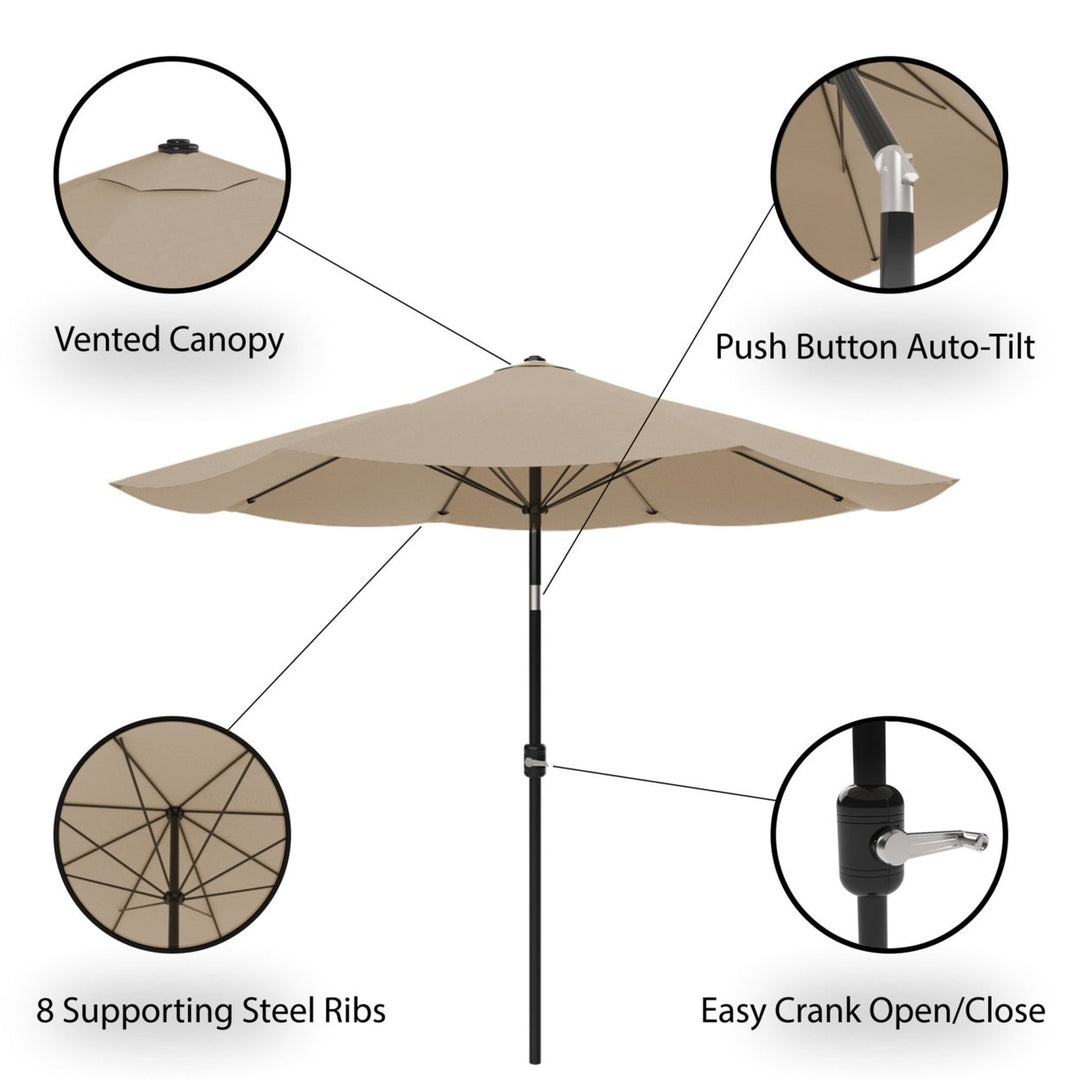 Pure Garden 10ft Patio Umbrella Auto Tilt Aluminum Sand Outdoor Shade Crank Image 3