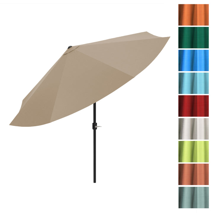 Patio Umbrella with Auto Tilt- Easy Crank Outdoor Table Umbrella Shade 10 Ft Sand Image 6