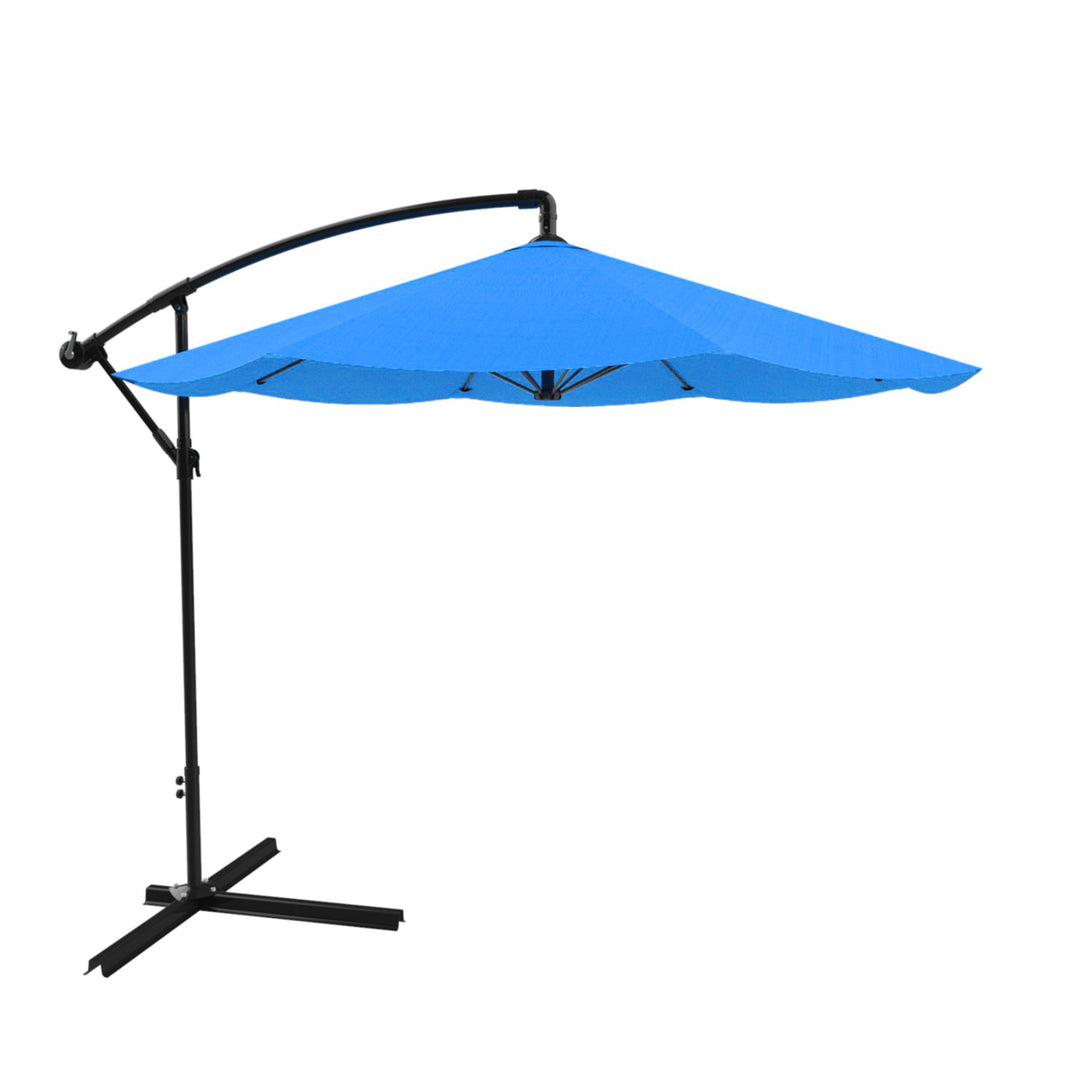 Patio Umbrella, Cantilever Hanging Outdoor Shade- Easy Crank and Base 10 Ft Blue Image 4
