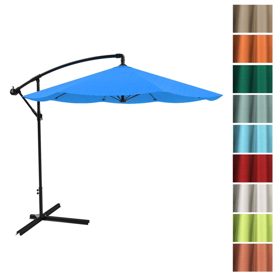 Patio Umbrella, Cantilever Hanging Outdoor Shade- Easy Crank and Base 10 Ft Blue Image 5