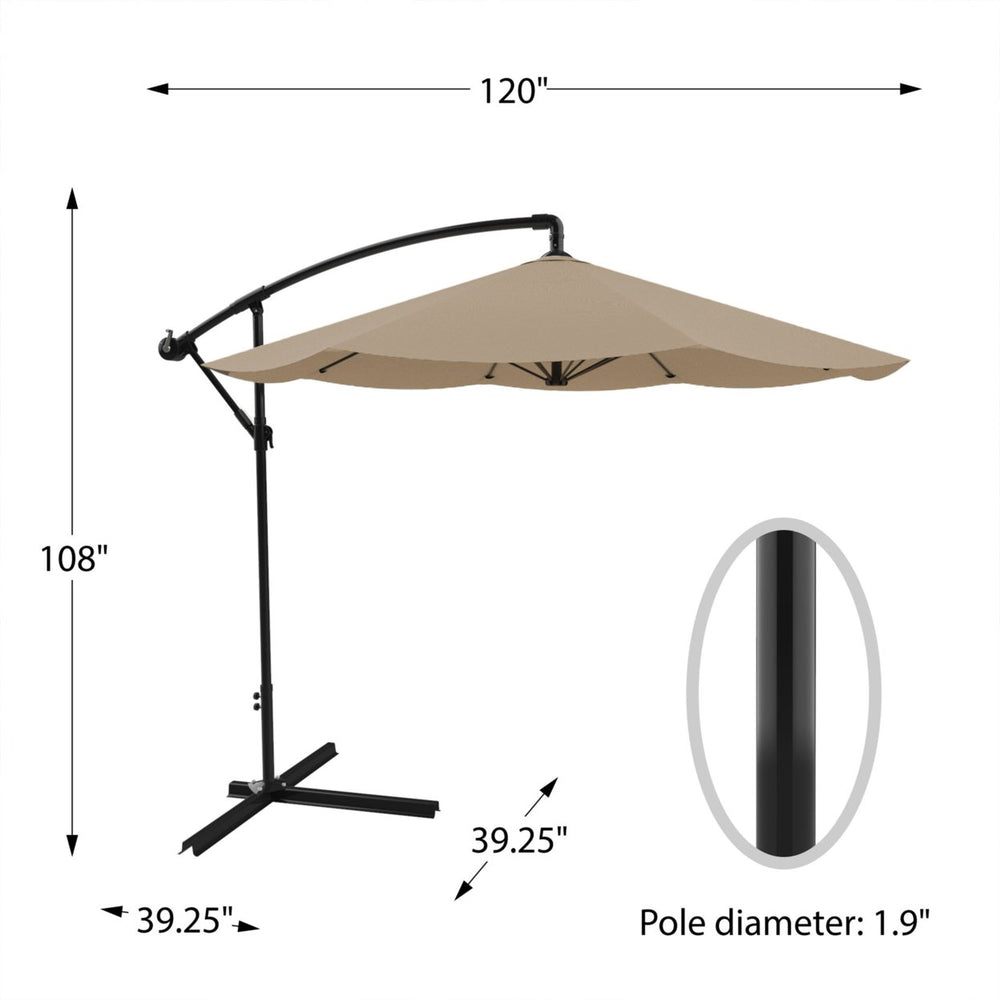 Pure Garden 10ft Cantilever Patio Umbrella Sand Color Easy Crank Outdoor Shade Image 2