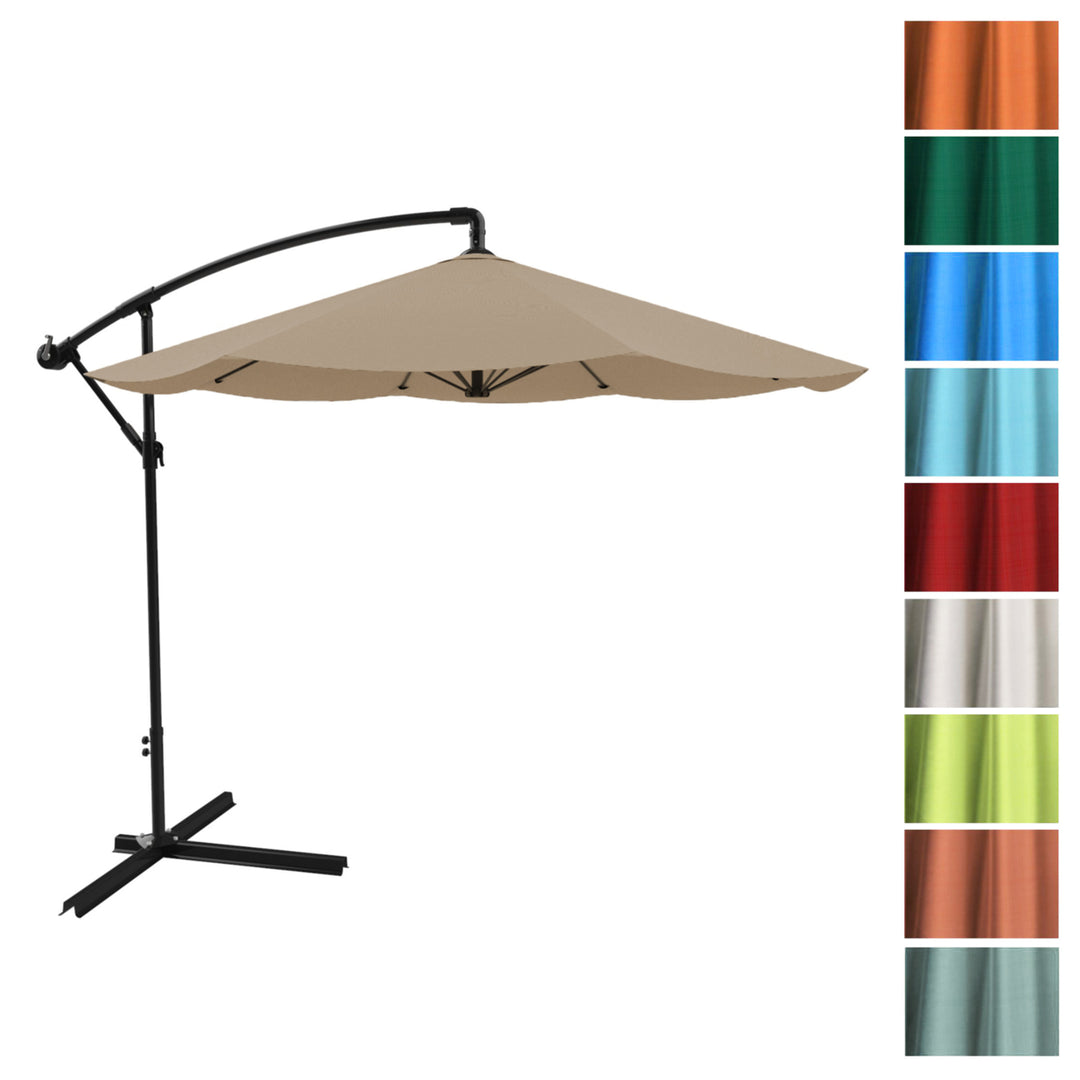 Pure Garden 10ft Cantilever Patio Umbrella Sand Color Easy Crank Outdoor Shade Image 5