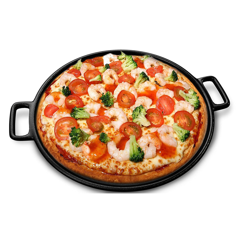 Cast Iron Pizza Pan 14 Inch Skillet Versatile Grill Frying Pan Home-Complete Image 2