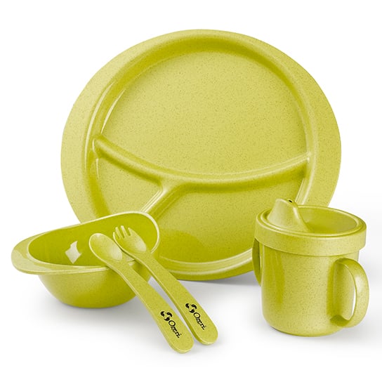 Ozeri Earth Dish Set for Kids Plant-Based Durable Eco-Friendly Sippy Bowl Fork Image 1