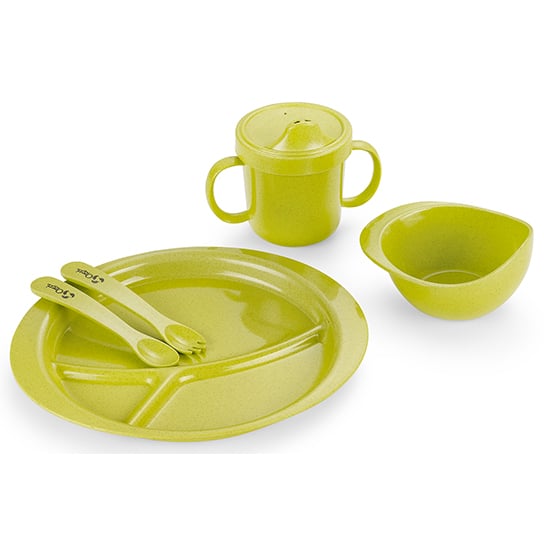 Ozeri Earth Dish Set for Kids Plant-Based Durable Eco-Friendly Sippy Bowl Fork Image 3