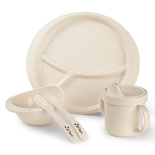 Ozeri Earth Dish Set for Kids Plant-Based Durable Eco-Friendly Sippy Bowl Fork Image 2