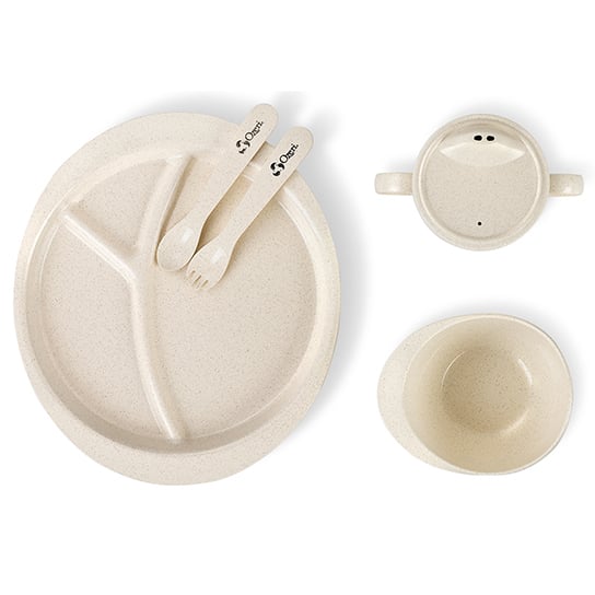 Ozeri Earth Dish Set for Kids Plant-Based Durable Eco-Friendly Sippy Bowl Fork Image 10