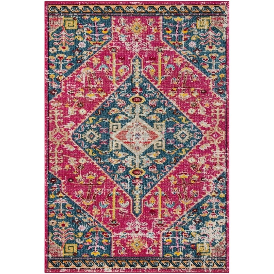 SAFAVIEH Madison Collection MAD301U Pink / Turquoise Rug Image 3