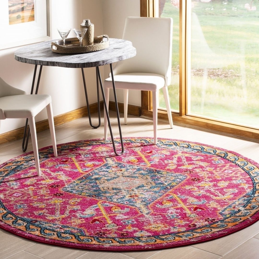 SAFAVIEH Madison Collection MAD301U Pink / Turquoise Rug Image 5