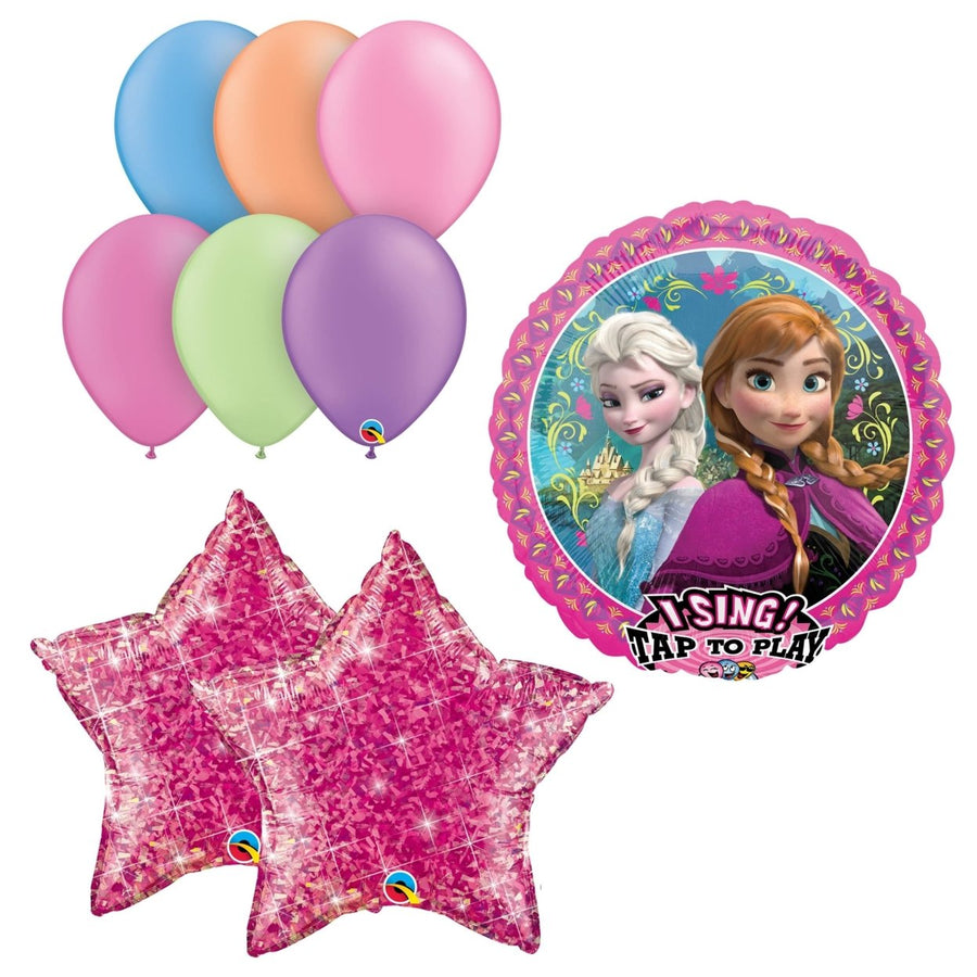 Disney Frozen Birthday Party Singing Balloon Kit Bouquet 5 Piece Set Image 1