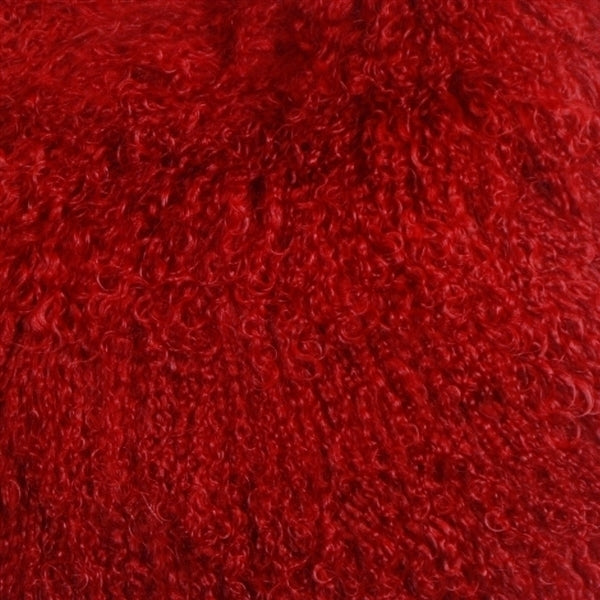 Pillow Decor - Mongolian Sheepskin Red Throw Pillow Image 2
