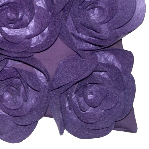 Pillow Decor Felt Flowers Purple Throw Pillow 17x17 Cotton Canvas Image 2