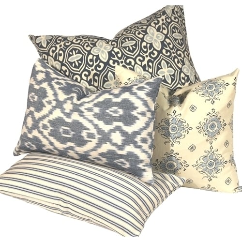 Pillow Decor Alhambra Indigo 22x22 Throw Pillow 100% Cotton Handmade Print Image 3