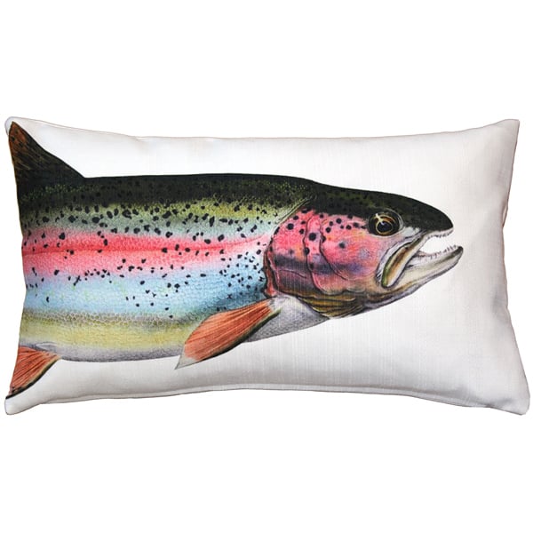 Pillow Decor Rainbow Trout Fish Pillow 12x19 Indoor Outdoor Polyester Insert Image 1