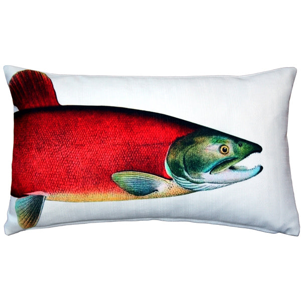 Pillow Decor Salmon Fish Pillow 12x19 Double-Sided Polyester Indoor Outdoor Image 1