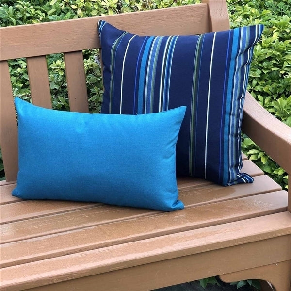 Sunbrella Stanton Lagoon 20x20 Outdoor Pillow Teal Navy Stripe UV Resistant Image 3