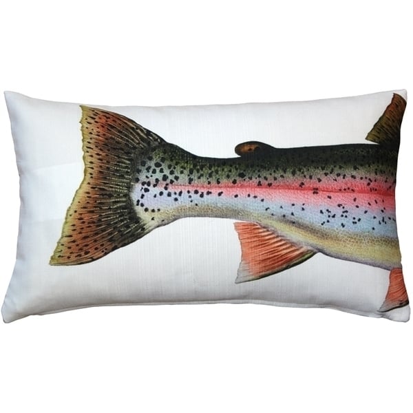 Pillow Decor Rainbow Trout Fish Pillow 12x19 Indoor Outdoor Polyester Insert Image 2