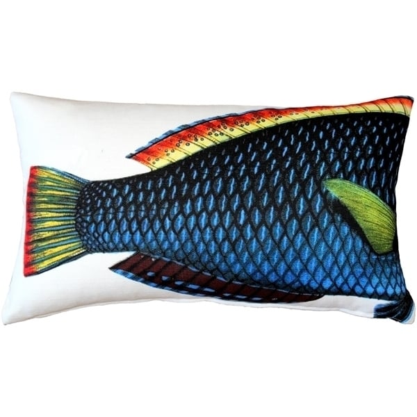 Pillow Decor Blue Wrasse Fish Pillow 12x19 Indoor Outdoor Decorative Polyester Image 2