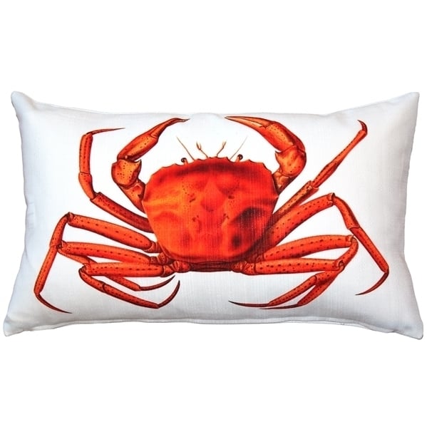 Pillow Decor Crab Throw Pillow 12x19 Orange Nautical Seaside Decor Polyester Image 1