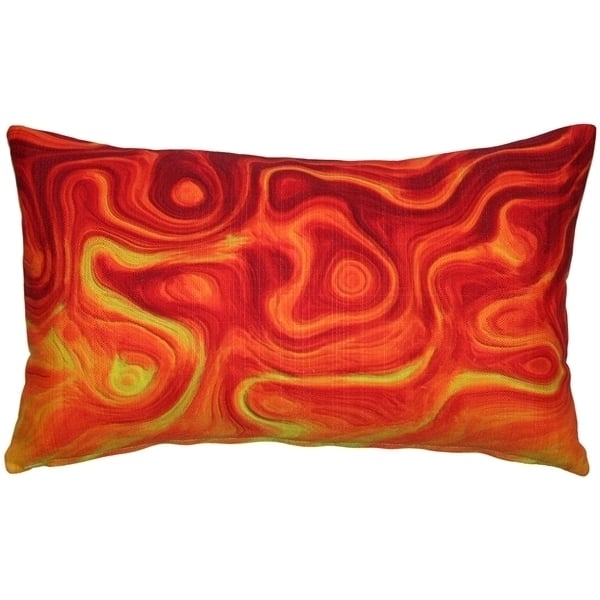 Pillow Decor Catching Fire Throw Pillow 12x19 Abstract Design Yellow Orange Red Image 1