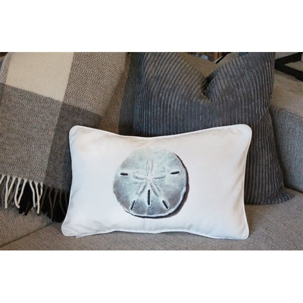 Pillow Decor - Ponte Vedra Sand Dollar on White Throw Pillow 12x20 Image 3