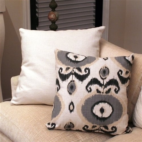 Pillow Decor Gray Ikat 20x20 Decorative Pillow Cotton Blend Poly Insert Included Image 3