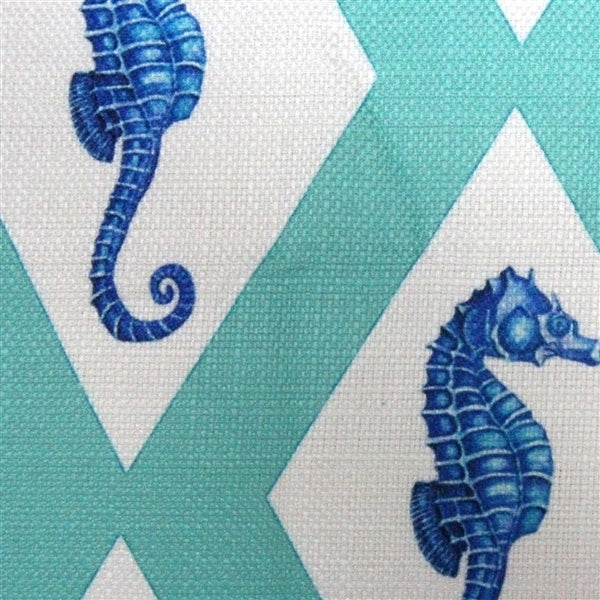 Pillow Decor Capri Turquoise Argyle Seahorse Throw Pillow 20x20 Poly Linen Image 2