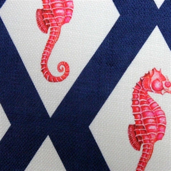 Pillow Decor - Sea Island Navy and Red Argyle Seahorse Throw Pillow 20x20 Image 2
