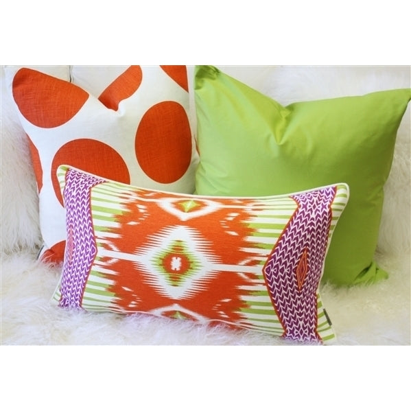 Pillow Decor - Electric Ikat Orange 15x27 Throw Pillow Image 3