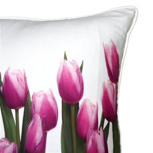 Pillow Decor - Vibrant Magenta Tulips 19x19 Throw Pillow Image 2