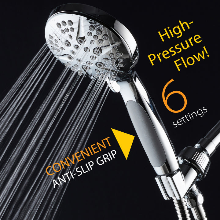 NOTILUS High Pressure Luxury Handheld Shower 4.3 Inch 6 Settings Stainless Steel Image 2