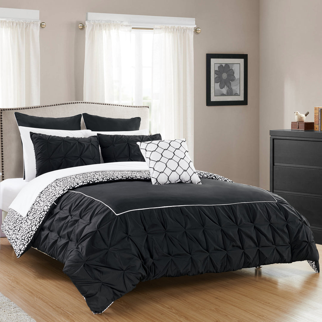 Keppel 10 Piece Comforter Set Complete Bed in a Bag Pleated Ruffles and Reversible Print Bedding with Sheet Set Image 3