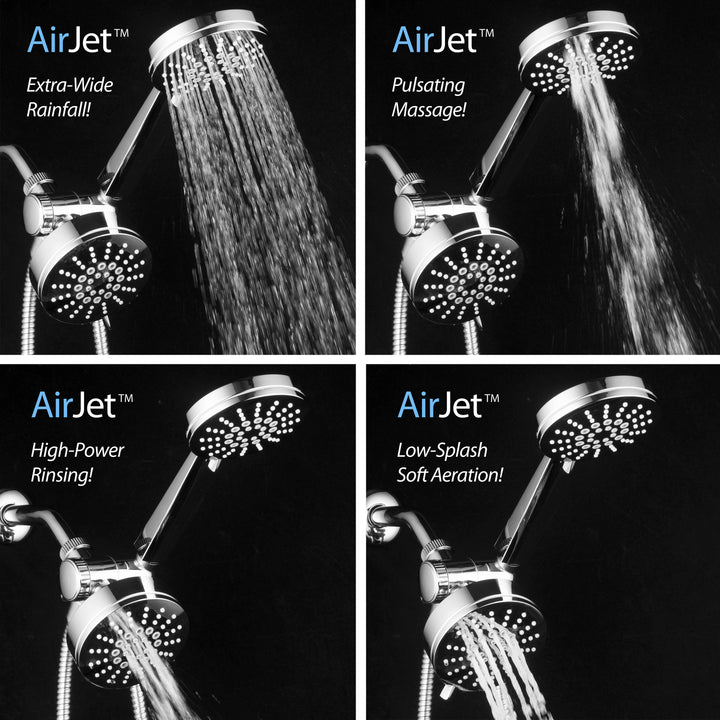 AirJet High Pressure 3 Way Shower Combo Chrome 34 Settings Handheld Showerhead Image 9