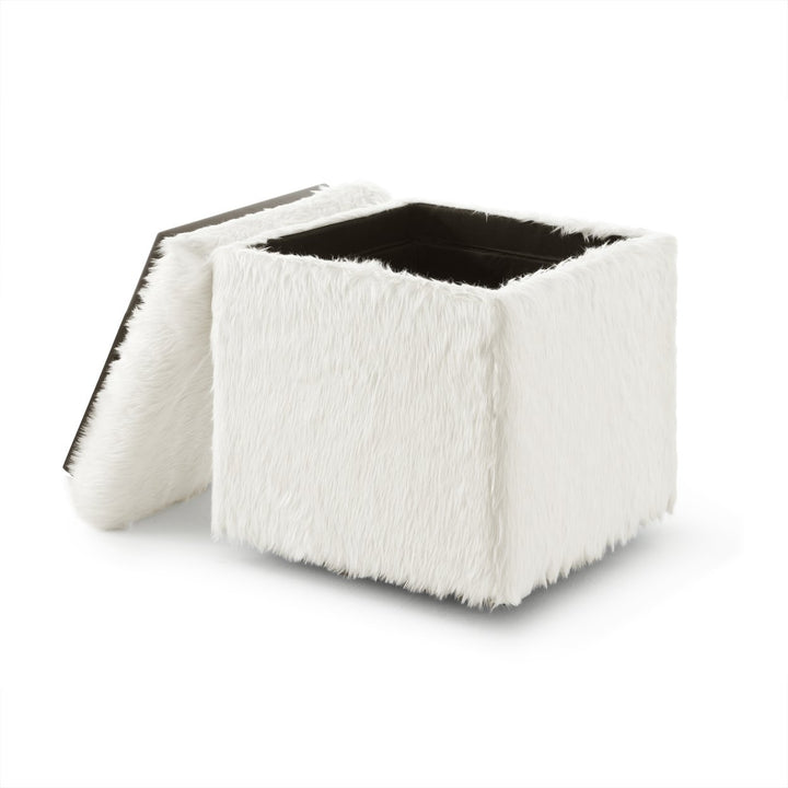 Inspired Home Faux faux Ottoman Storage Tray Cube 18x18 Modern Blush Pink Image 5