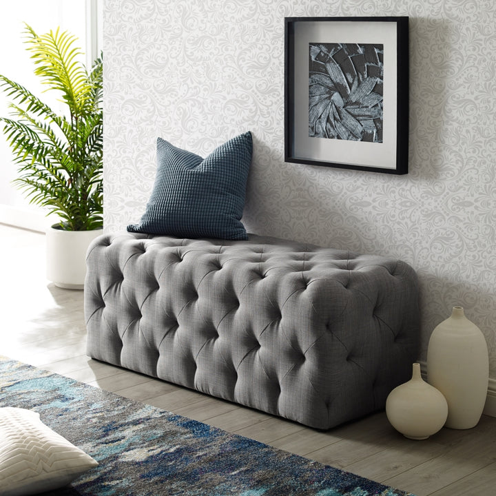 Adrianna Velvet or Linen Bench-Allover Tufted-Modern and Functional by Inspired Home Image 6