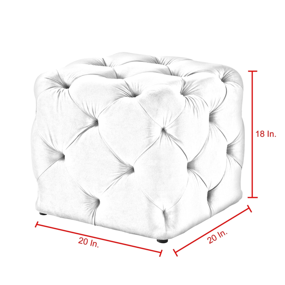 Harmony Velvet or Linen Ottoman-Square Shaped-Allover Tufted Design-Modern and Functional by Inspired Home Image 11