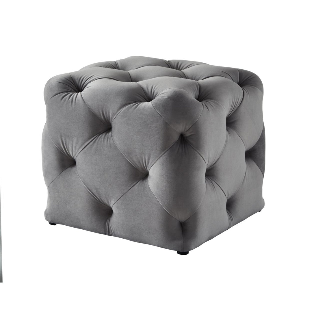Harmony Velvet or Linen Ottoman-Square Shaped-Allover Tufted Design-Modern and Functional by Inspired Home Image 7